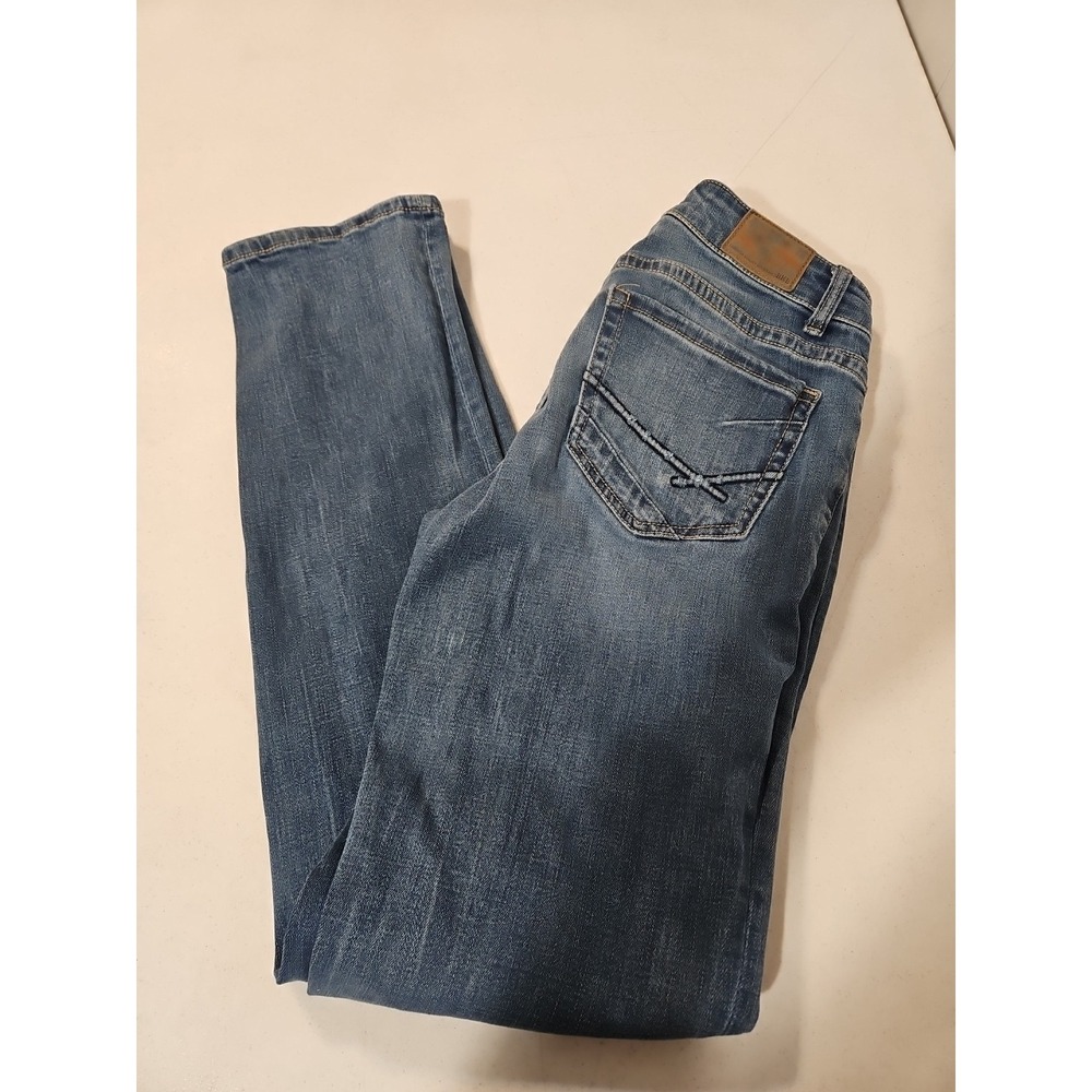 BKE Buckle Stella Slim Fit Low Rise Straight Jeans 27x29.5 Distressed Whisk(1409